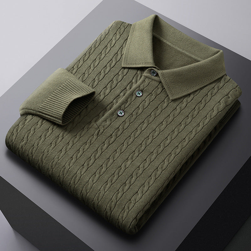 Men's Jacquard Knit Polo Sweater | Viscose Blend