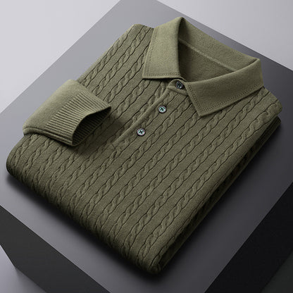 Men's Jacquard Knit Polo Sweater | Viscose Blend