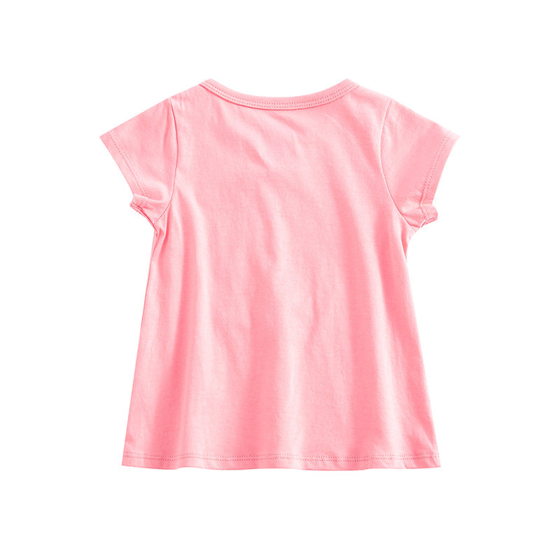 Baby & Girls Cartoon Print Short Sleeve T-Shirt – Summer Top