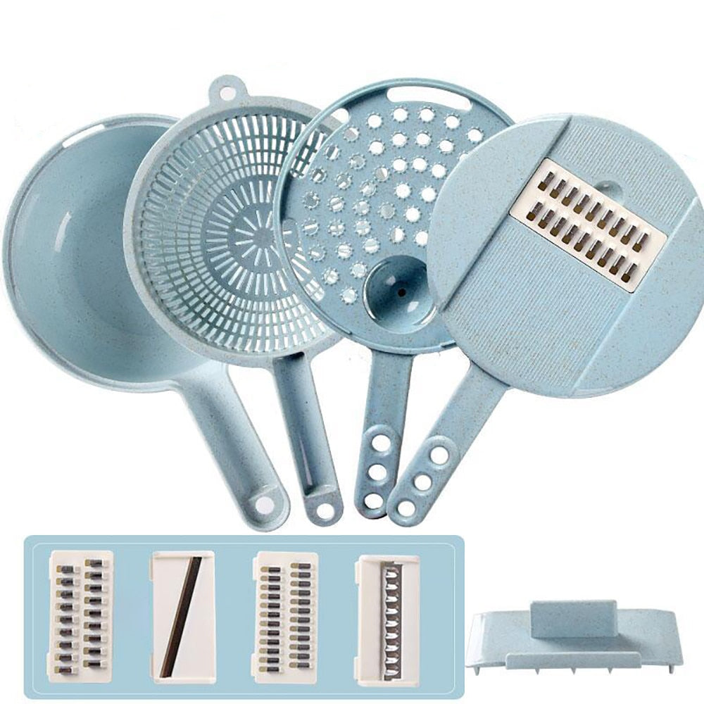 8-in-1 Mandoline Slicer Set — Multi-Blade Vegetable Slicer, Grater & Cutter with Container