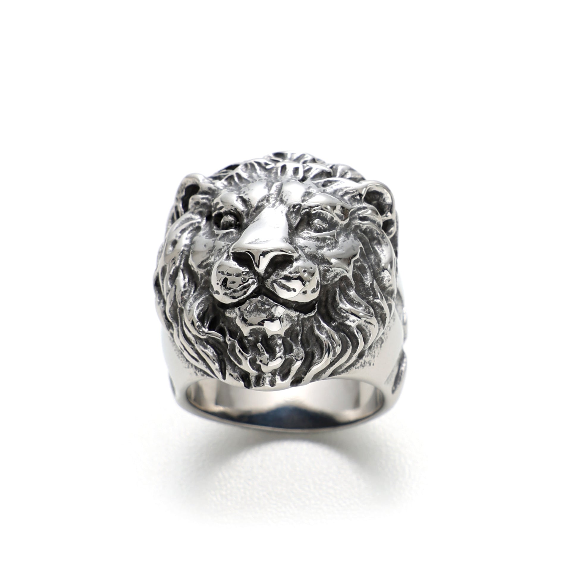 Men's Stainless Steel Tiger Head & Snake Ring – Bold Animal Totem Band