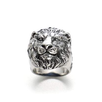 Men's Stainless Steel Tiger Head & Snake Ring – Bold Animal Totem Band