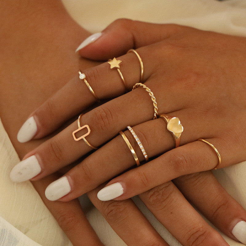 Women's Alloy Ring Set with Gemstone Inlay | 26 Designs | Stackable Rings