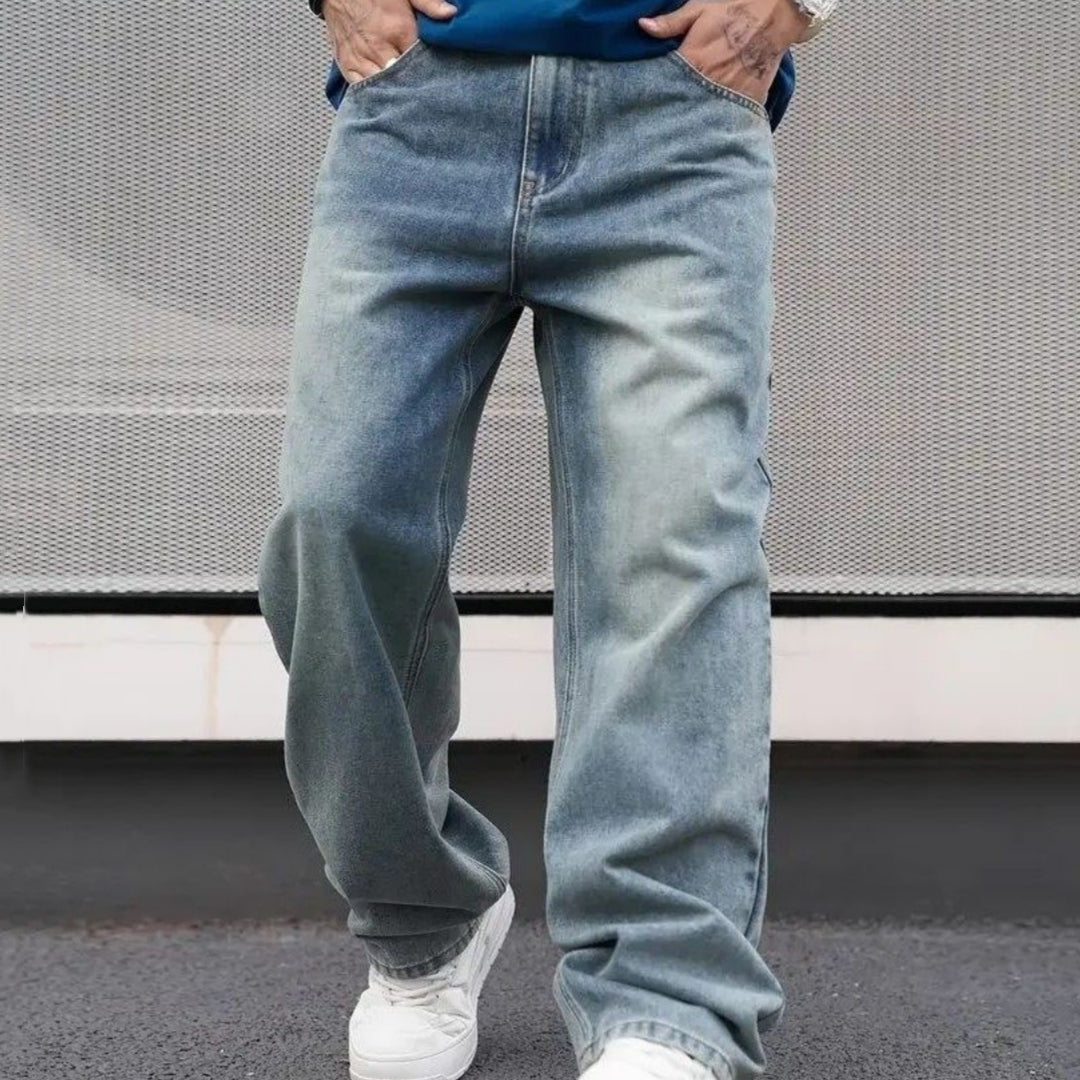 Men's Casual Straight Leg Denim Jeans – Classic Blue, Sizes S–2XL