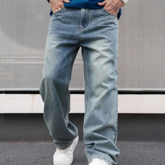 Men's Casual Straight Leg Denim Jeans – Classic Blue, Sizes S–2XL