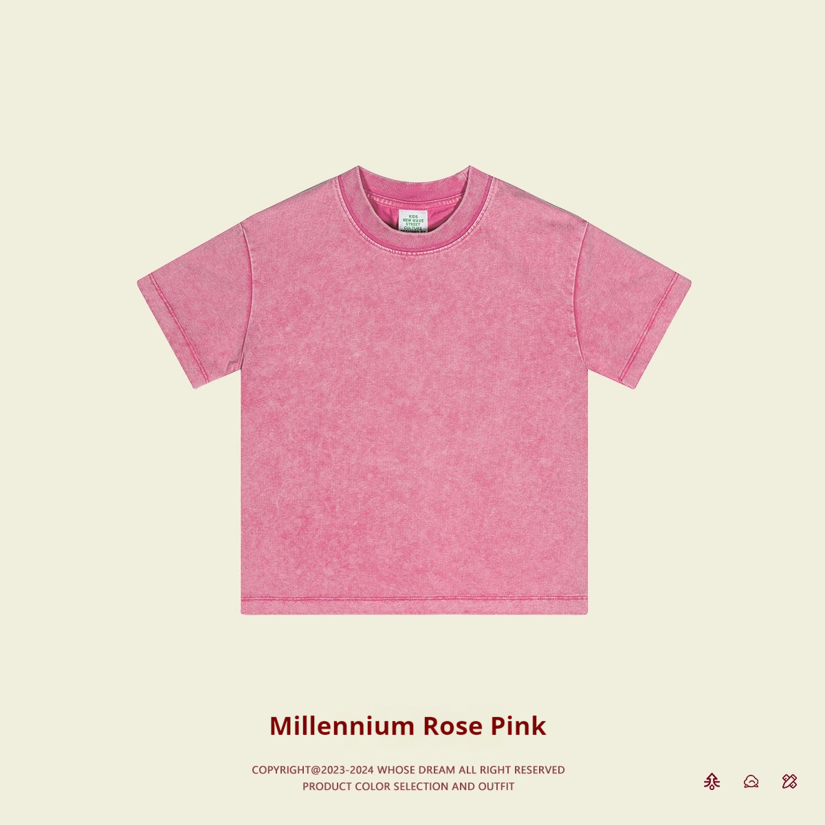 Kids Washed Cotton Solid Colour Short Sleeve T-Shirt – 4 Colours