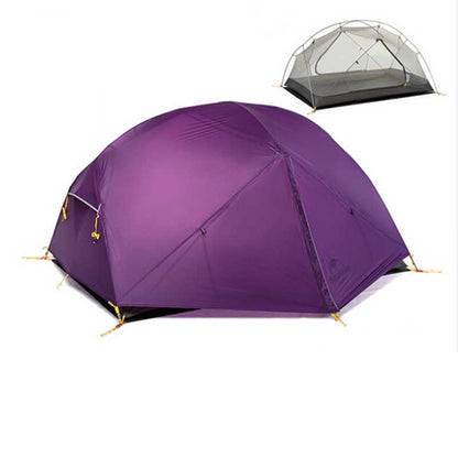Ultralight 2-Person 3-Season Camping Tent – 20D Nylon Double-Layer Aluminium Poles Grey & Purple