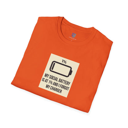 "My Social Battery Is At 1%" Low Battery Graphic Tee