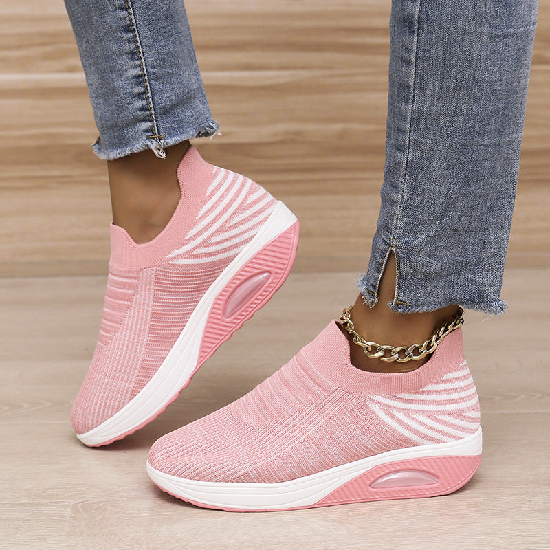 Women's Mesh Wedge Heel Trainers | Breathable Colour Block Shoes