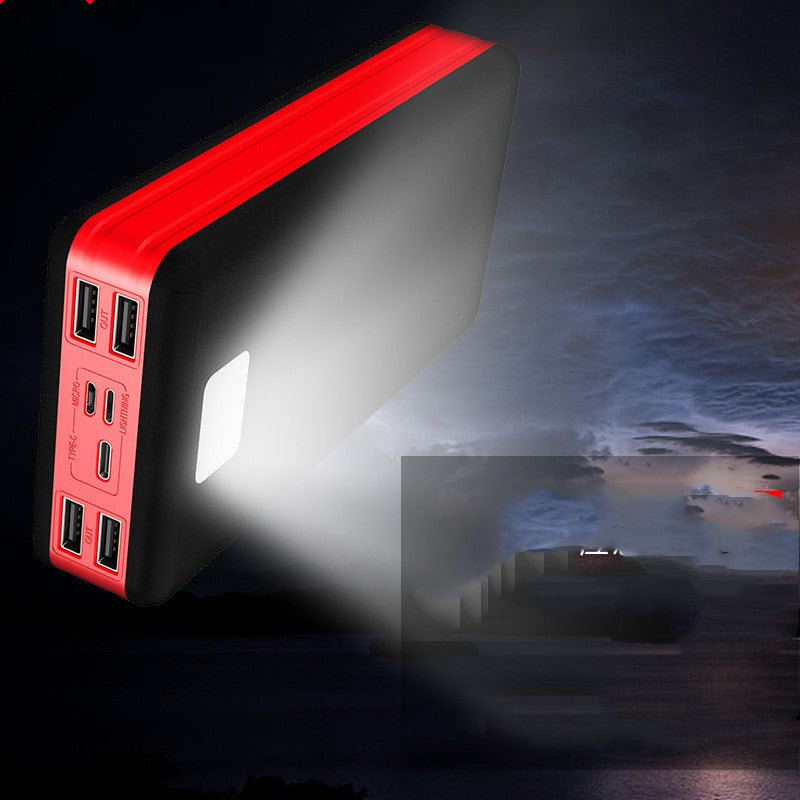 30,000mAh Solar Power Bank – High Capacity Outdoor Camping Portable Charger Red & Black