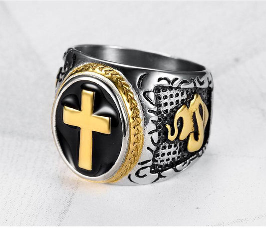 Men's Titanium Steel Geometric Epoxy Ring – European Style Band
