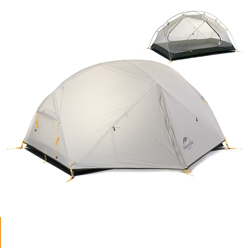 Ultralight 2-Person 3-Season Camping Tent – 20D Nylon Double-Layer Aluminium Poles Grey & Purple