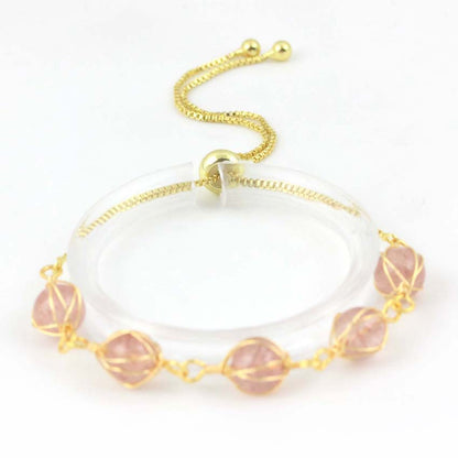Natural Stone Bead Bracelet with Gold Extension Chain