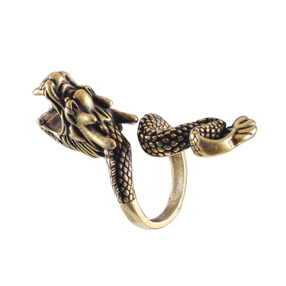 Men's Pure Copper Dragon Cigarette Holder Ring – Adjustable Finger Clip