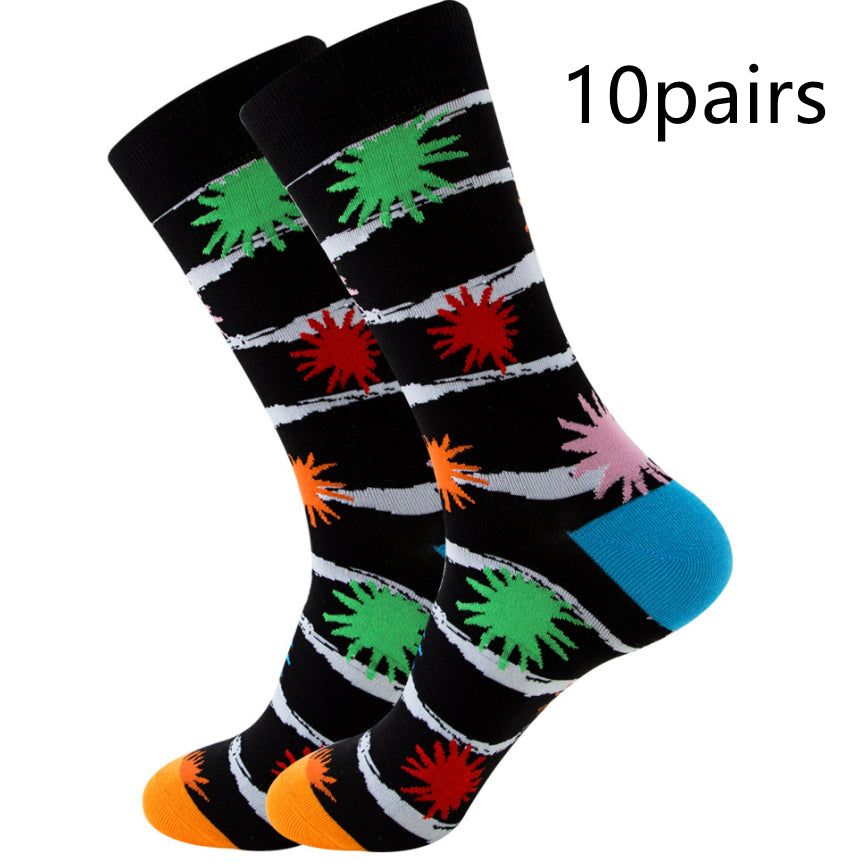 Unisex Striped Jacquard Cotton Socks EU 38-45 – 1, 5 & 10-Pair Packs