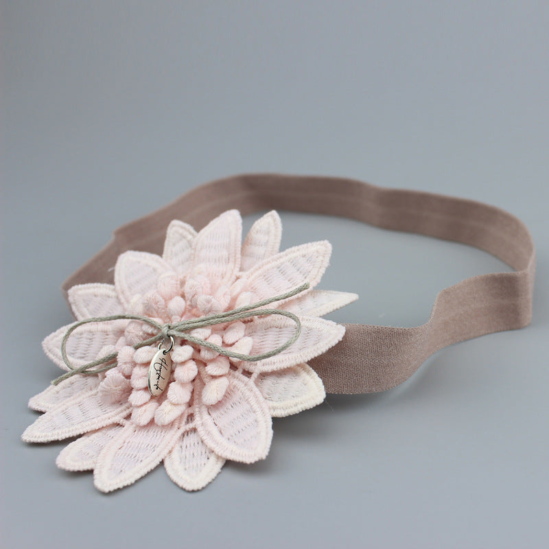 Floral Fabric Hair Band for Children | Pink & White