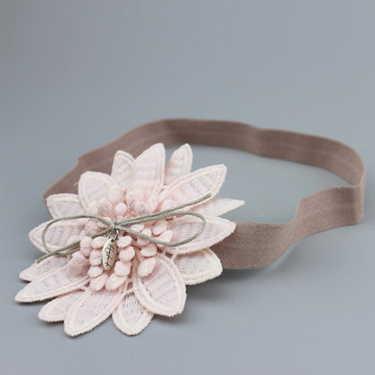 Floral Fabric Hair Band for Children | Pink & White