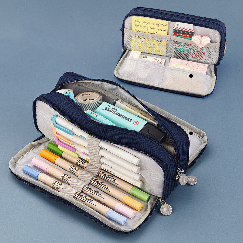 Oxford Cloth Pencil Case | Square Stationery Bag | Blue, Pink, Yellow