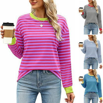 Women's Striped Colour Block Pullover Sweatshirt | S-2XL | 9 Colours