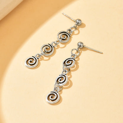 Retro Spiral Coil Earrings | Geometric Alloy Statement Earrings