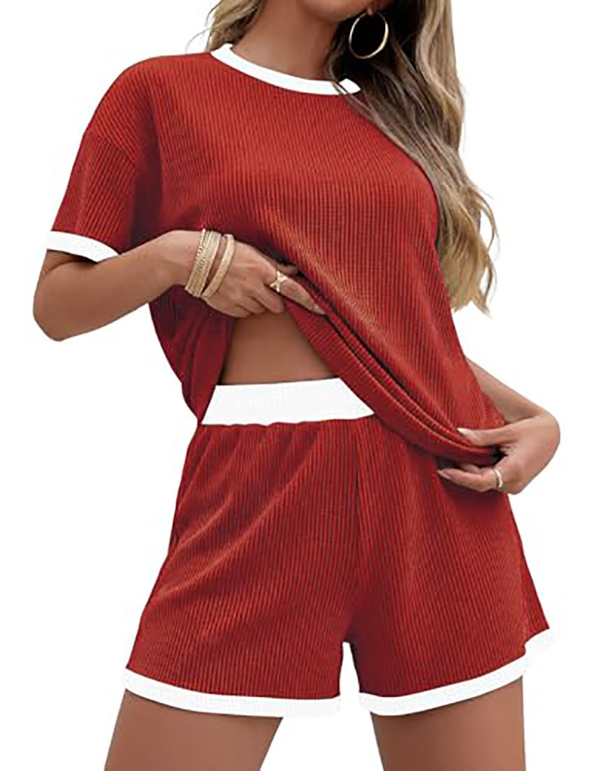Women's Striped Casual Two-Piece Set — T-Shirt & Trousers