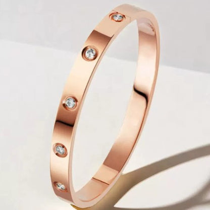 Women's Stainless Steel Bangle | Zircon & Diamond Detail | 9 Styles