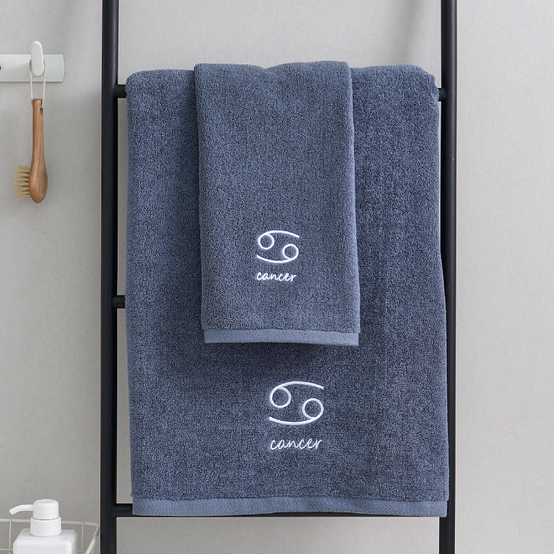 Zodiac Constellation Embroidered Cotton Towel