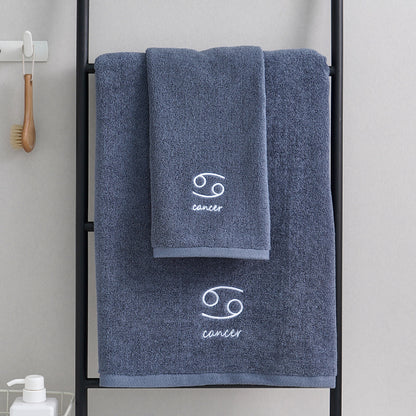 Zodiac Constellation Embroidered Cotton Towel