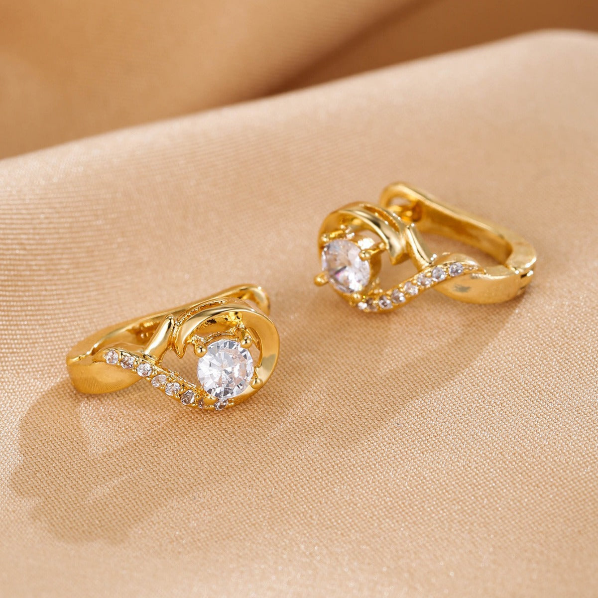 Musical Note Zircon Earrings | Minimalist Copper Stud Earrings for Women
