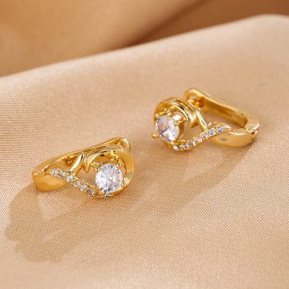 Musical Note Zircon Earrings | Minimalist Copper Stud Earrings for Women