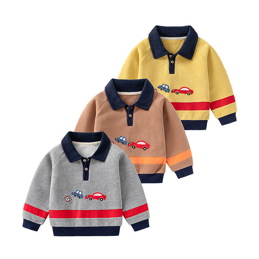 Children's Cotton Long Sleeve Bottoming Shirt | Boys Casual Top