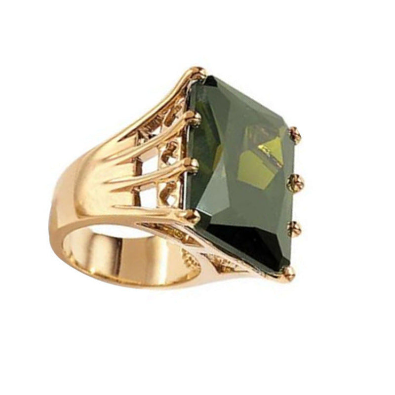 Square Zircon Crystal Geometric Ring