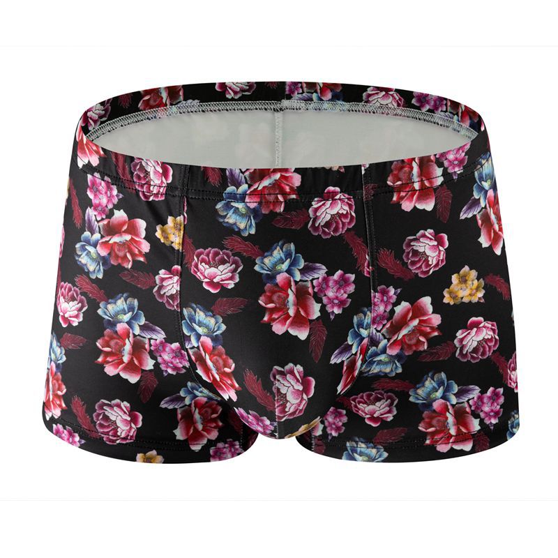 Men's Printed Milk Silk Boxer Briefs – 12 Designs Breathable Low-Waist