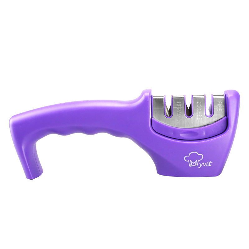 Knife Sharpener — Pull-Through Whetstone Sharpener with Tungsten Steel & Diamond Rods