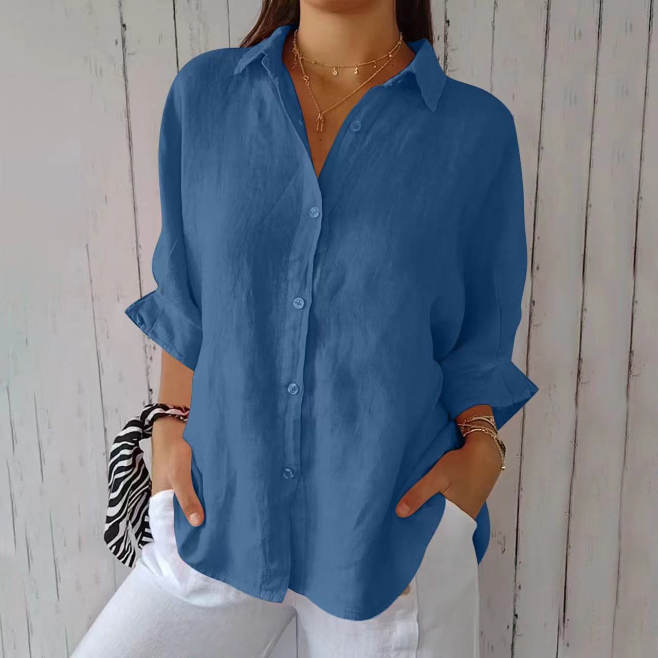 Women's Loose Fit Long Sleeve Cardigan Shirt | 13 Colours | XS–5XL