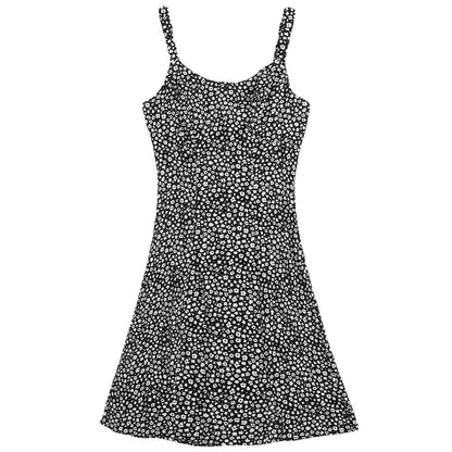 Floral Sling Split Midi Dress | Black and White Rayon | S-XL
