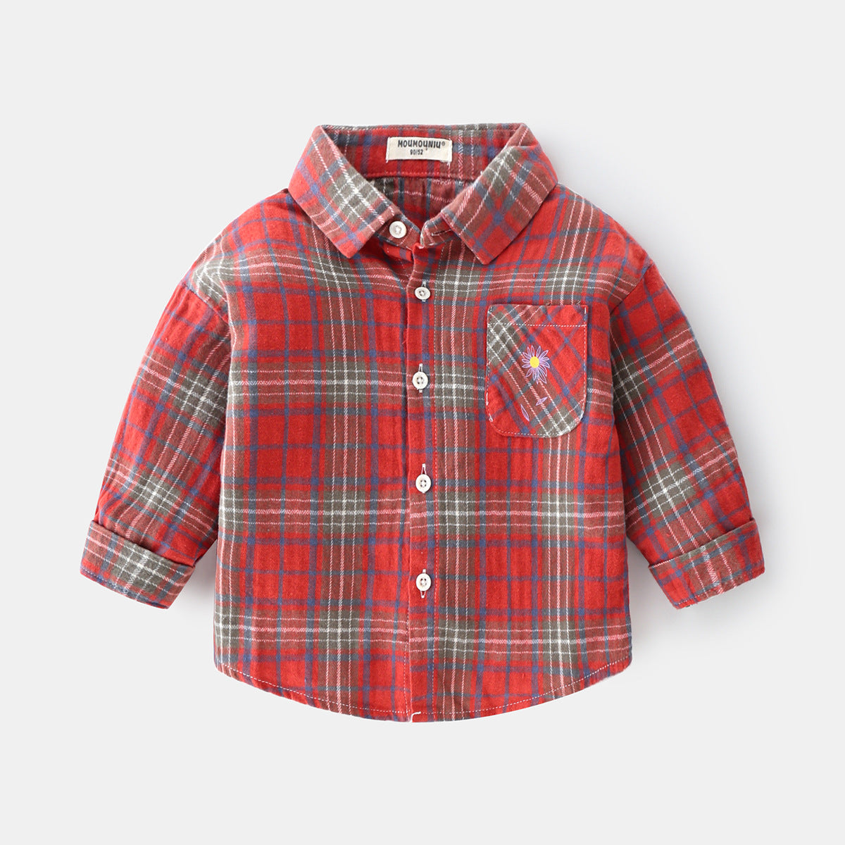 Boys' Long Sleeve Plaid Lapel Shirt | 100% Cotton, Smart Casual