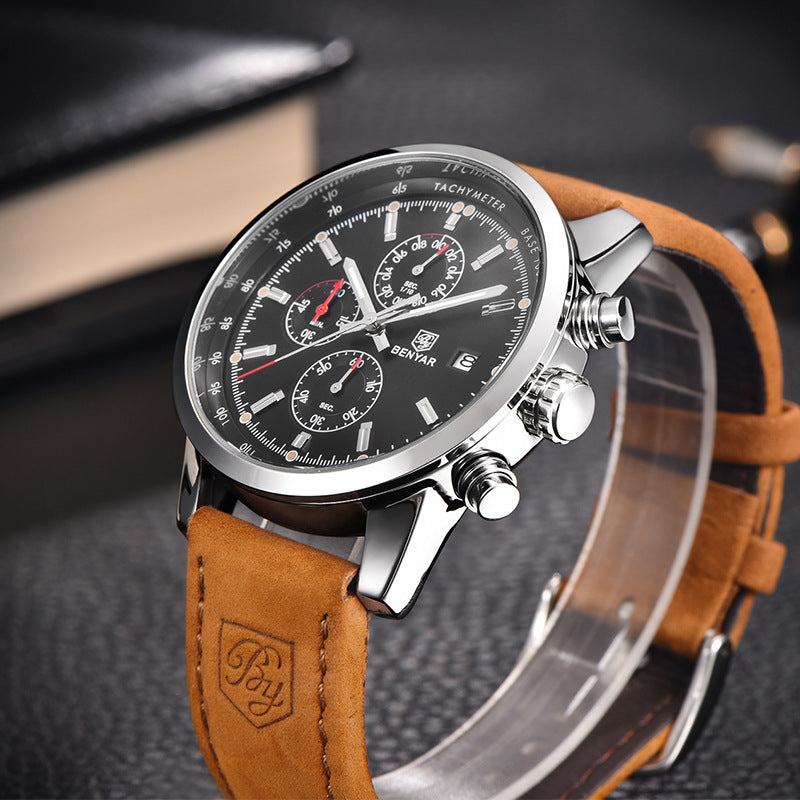 Benyar BY-5102M Quartz Watch | Business Leather Strap | JParker