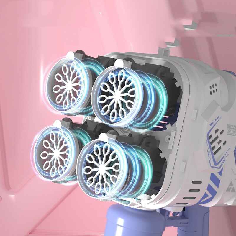 Bubble Gun Rocket Soap Bubble Machine Electric Space Launcher Continues To Produce Bubbles With LED Light