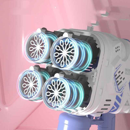 Bubble Gun Rocket Soap Bubble Machine Electric Space Launcher Continues To Produce Bubbles With LED Light