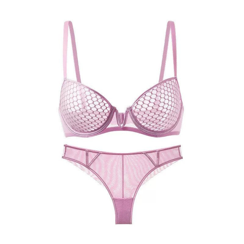 Women's French Lace 3/4 Cup Bra & Panties Set | Ultra-Thin Mould Lingerie