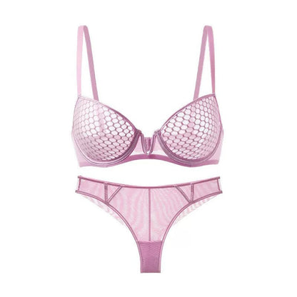 Women's French Lace 3/4 Cup Bra & Panties Set | Ultra-Thin Mould Lingerie