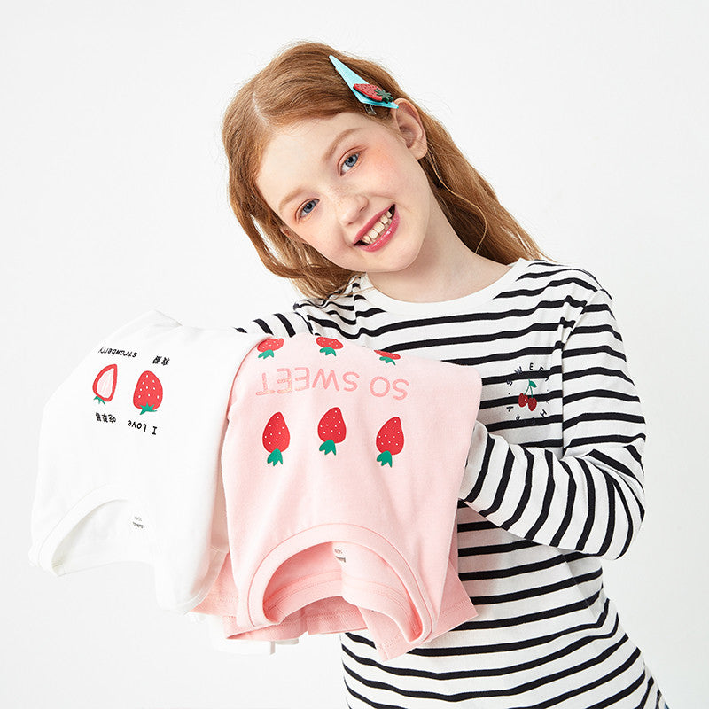 Girls Striped Cotton Long Sleeve Top | Ages 7–14, 3 Colours