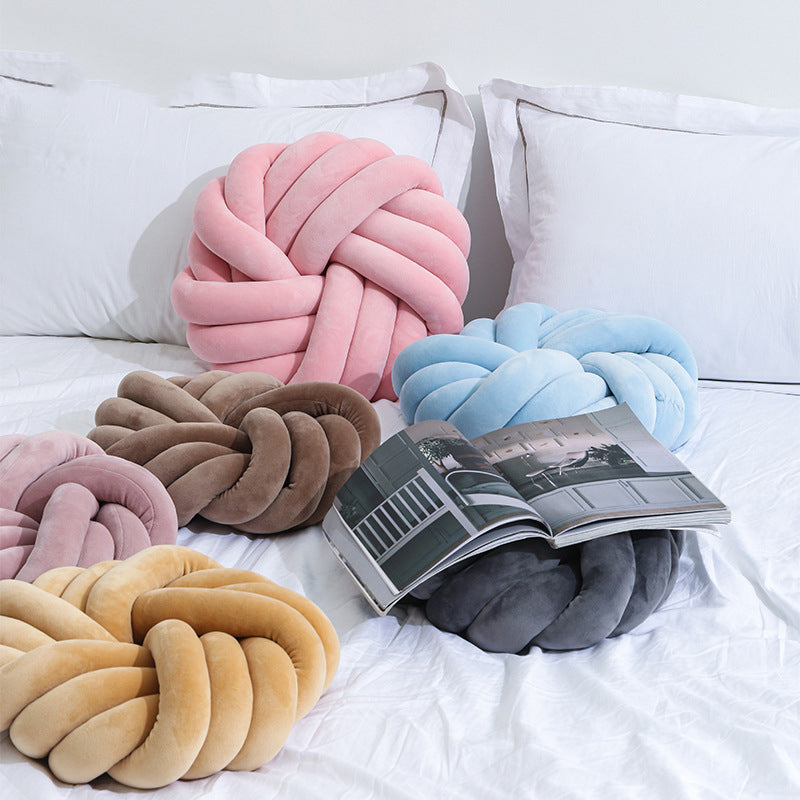 Knotted Ball Plush Decorative Cushion 35x35cm | 10 Colours