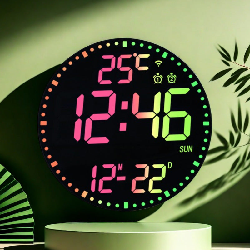 Smart WiFi LED Wall Clock with RGB Lighting & Alarm