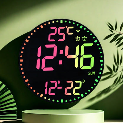 Smart WiFi LED Wall Clock with RGB Lighting & Alarm