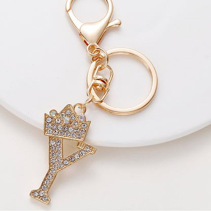 Crystal Crown Initial Letter Keychain A-Z