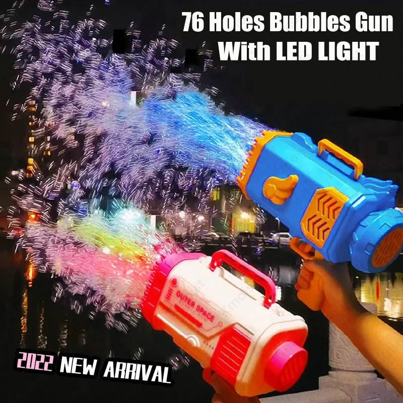 69-Hole Rocket Bubble Gun with LED Lights - Kids Bubble Toy