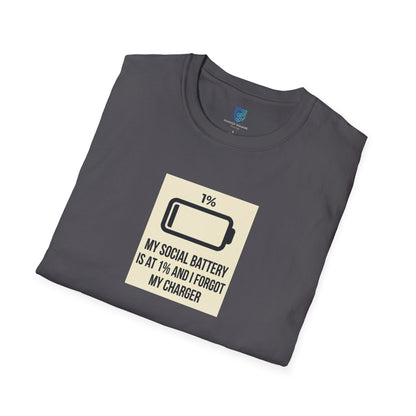 "My Social Battery Is At 1%" Low Battery Graphic Tee