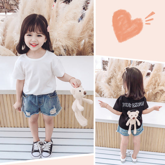 Children's Bear Print Short Sleeve T-Shirt – Cute Animal Summer Top